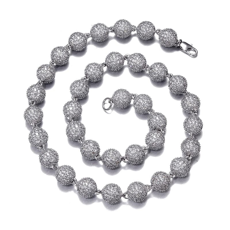 VVS Jewelry hip hop jewelry 10MM Prong Beads Chain + FREE bracelet