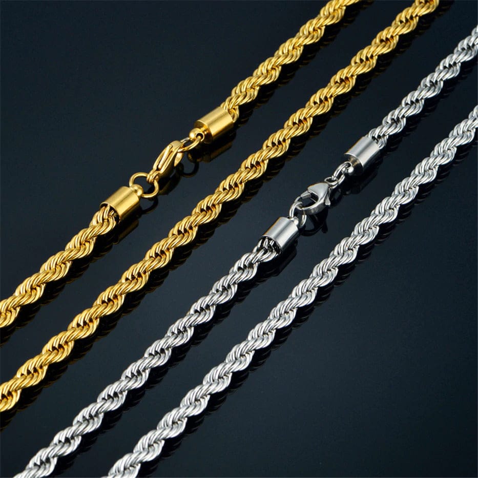 VVS Jewelry hip hop jewelry 14k Gold 316L Stainless Steel Rope Chain