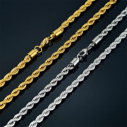 VVS Jewelry hip hop jewelry 14k Gold 316L Stainless Steel Rope Chain