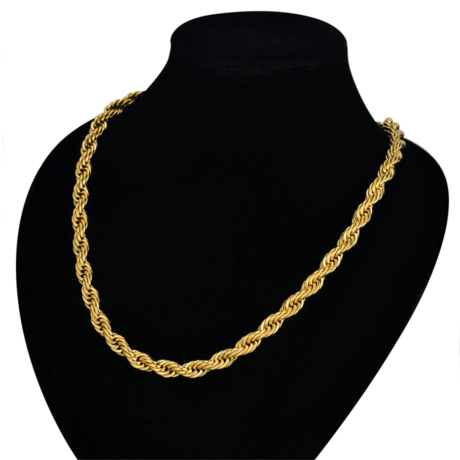 VVS Jewelry hip hop jewelry 14k Gold 316L Stainless Steel Rope Chain