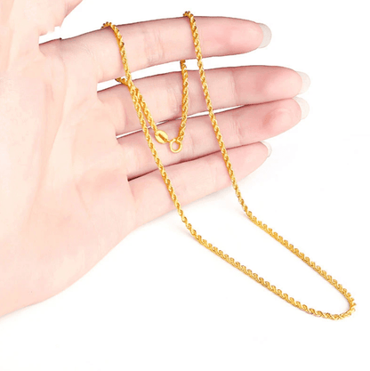 VVS Jewelry hip hop jewelry 16inches(1.45g) 18K Solid Gold 1.7mm Rope Chain