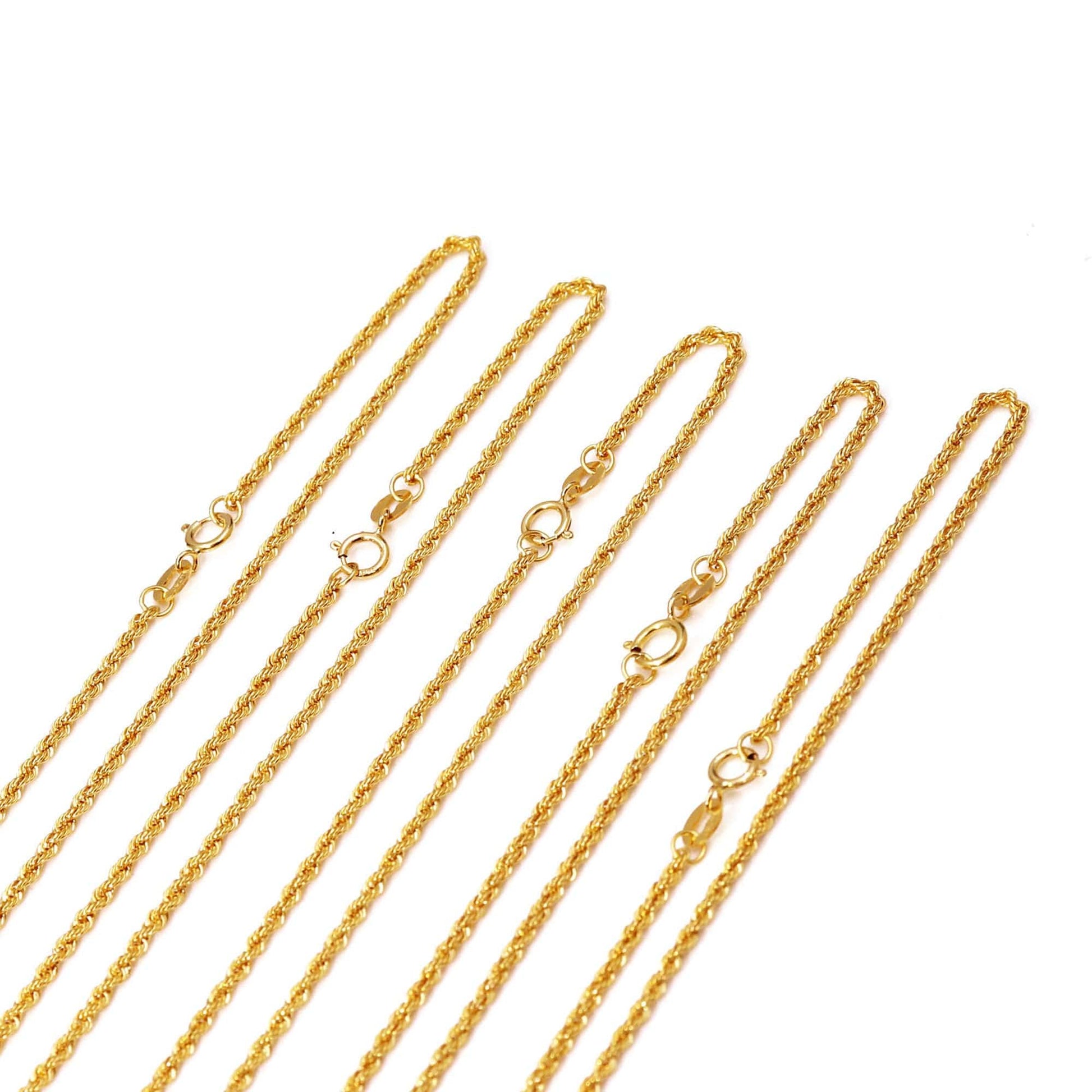 VVS Jewelry hip hop jewelry 18k Yellow Gold / 16inches(1.45g) 18K Solid Gold 1.7mm Rope Chain
