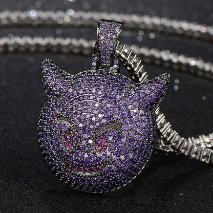 VVS Jewelry hip hop jewelry 4mm Tennis Chain / 20 Inch VVS Jewerly Iced Purple Devil Emoji Necklace