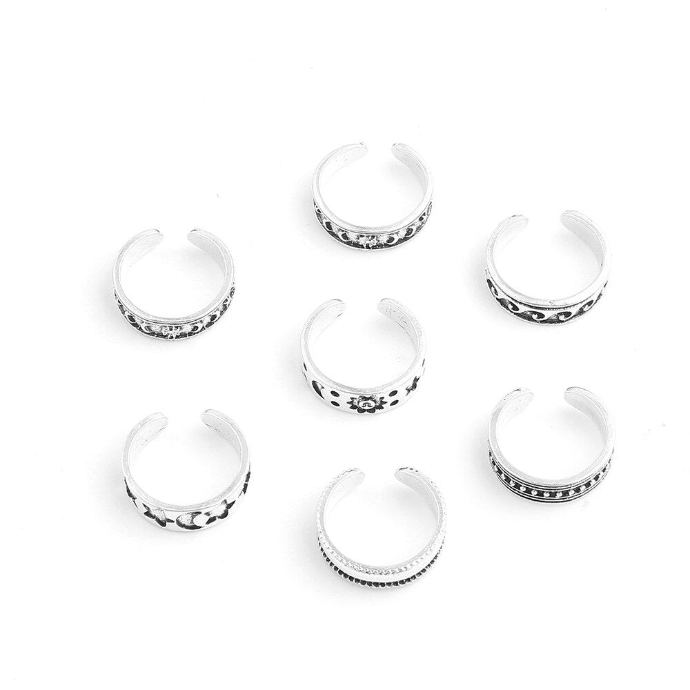 VVS Jewelry hip hop jewelry 7pc Set Retro Toe Rings