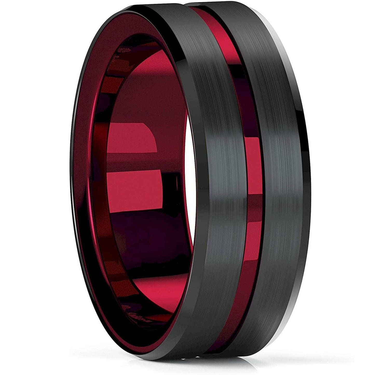 VVS Jewelry hip hop jewelry 8MM Tungsten Carbide Ring  Matte Finish Beveled Polished Edge Comfort Fit