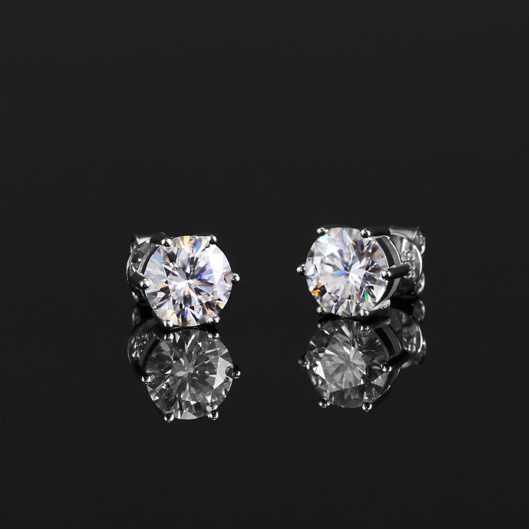 VVS Jewelry hip hop jewelry 925 Sterling Silver / 5mm 925 Sterling Silver VVS 1 Carat Moissanite Stud Earrings