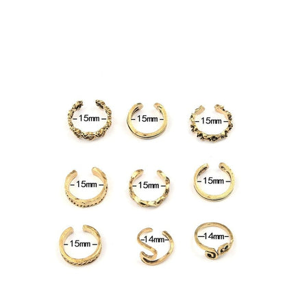 VVS Jewelry hip hop jewelry 9pc Wave Patter Adjustable Toe Ring Set