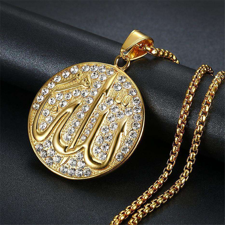 VVS Jewelry hip hop jewelry Allah Iced Gold Medal Pendant + Chain