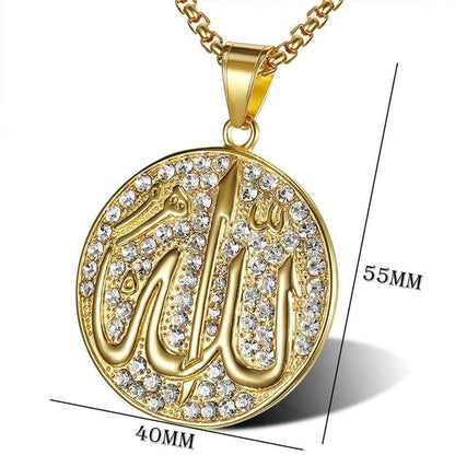 VVS Jewelry hip hop jewelry Allah Iced Gold Medal Pendant + Chain