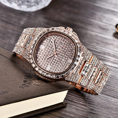 VVS Jewelry hip hop jewelry Baguette Rose Gold Iced Watch