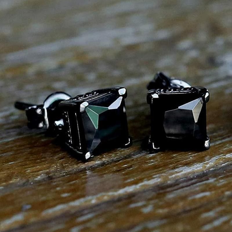 VVS Jewelry hip hop jewelry Black 925 Sterling Silver CZ Diamond Stud Men's Earrings