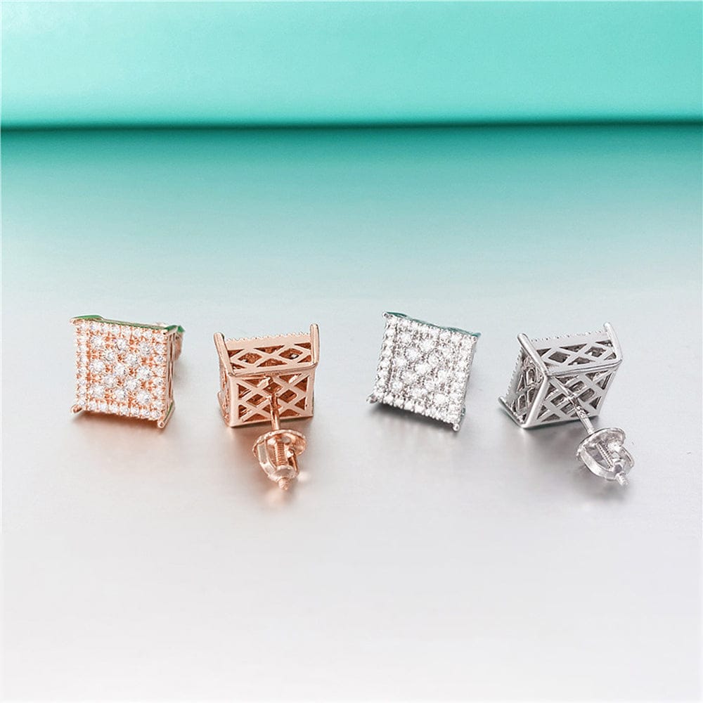 VVS Jewelry hip hop jewelry Classic Square 925 Silver Moissanite Iced Stud Earrings