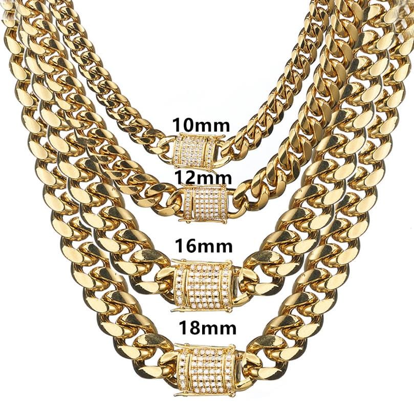 VVS Jewelry hip hop jewelry Cuban VVS Jewelry 316L Stainless Steel 18k Gold/Silver Cuban Chain + FREE Bracelet Bundle