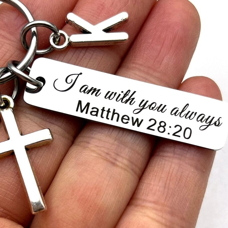 VVS Jewelry hip hop jewelry custom Bible Verse with Initial Keychain