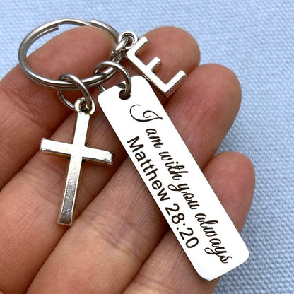 VVS Jewelry hip hop jewelry custom Bible Verse with Initial Keychain