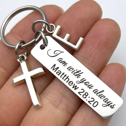 VVS Jewelry hip hop jewelry custom Bible Verse with Initial Keychain