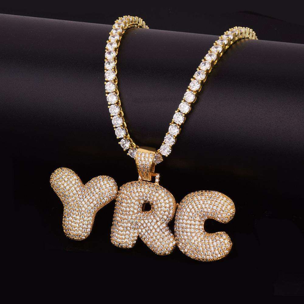 VVS Jewelry hip hop jewelry Custom Bubble Name Or Letter Necklace