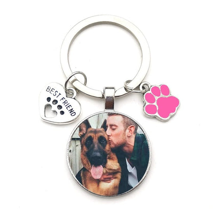 VVS Jewelry hip hop jewelry Custom Photo Keychain with Paw Pendant