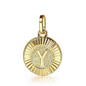 VVS Jewelry hip hop jewelry D / With chain 18inch Circle Gold Initial Pendant Chain