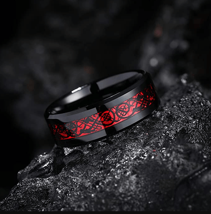 VVS Jewelry hip hop jewelry Dragon 8mm Black Red Celtic Dragon Tungsten Carbide