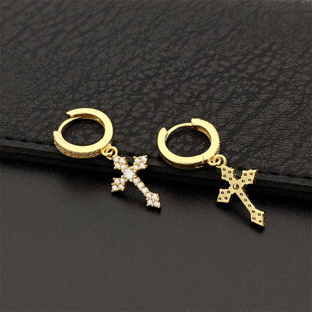 VVS Jewelry hip hop jewelry Flower Cross 925 Silver Moissanite Earrings