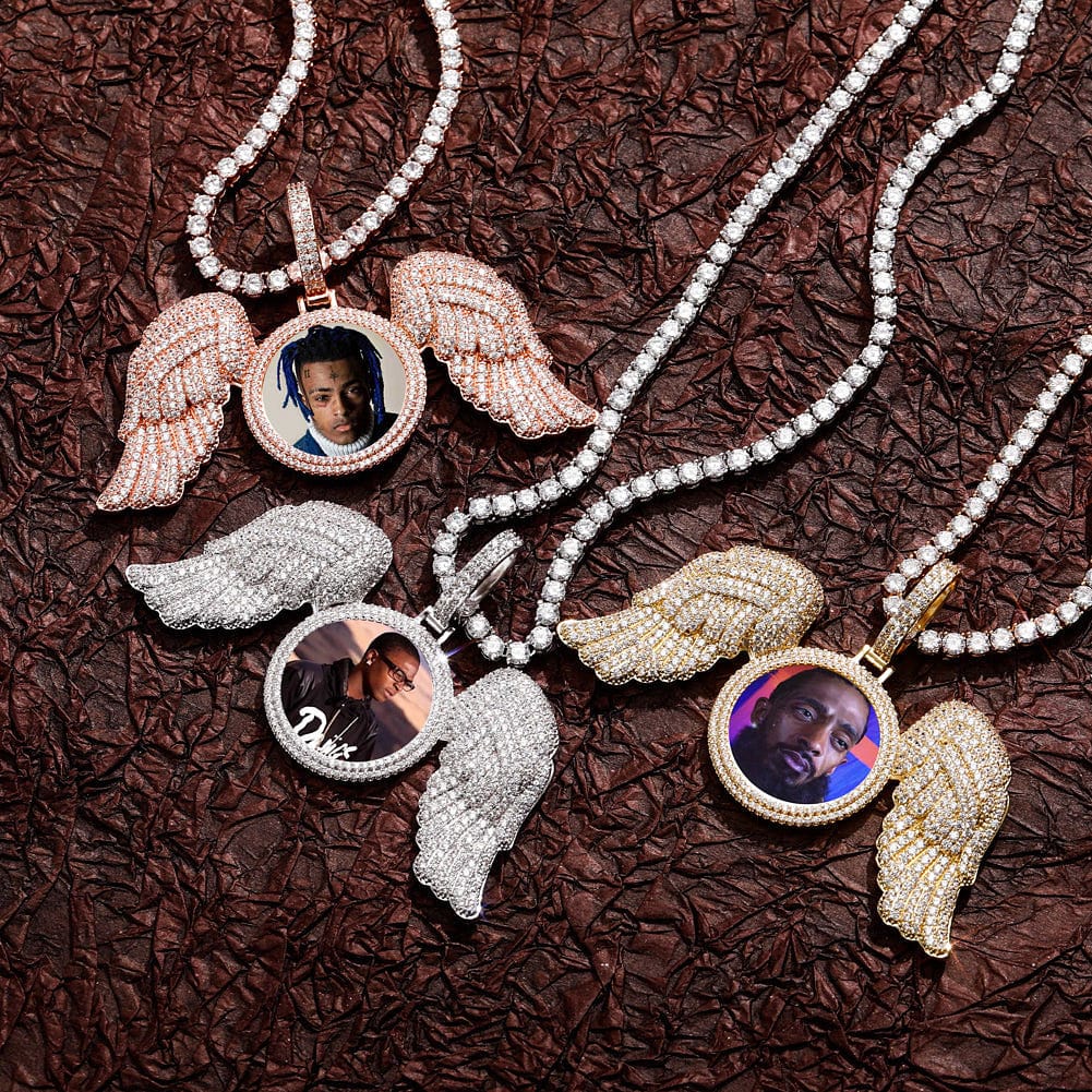 VVS Jewelry hip hop jewelry Fully Iced Angel Wings Custom Photo Chain