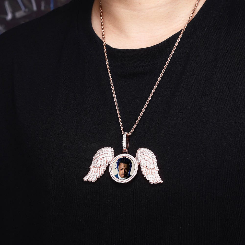 VVS Jewelry hip hop jewelry Fully Iced Angel Wings Custom Photo Chain