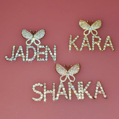 VVS Jewelry hip hop jewelry Fully Iced Custom Butterfly Name Chain