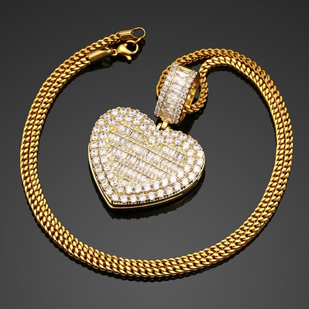 VVS Jewelry hip hop jewelry Fully Iced Custom Heart Baguette Picture Pendant