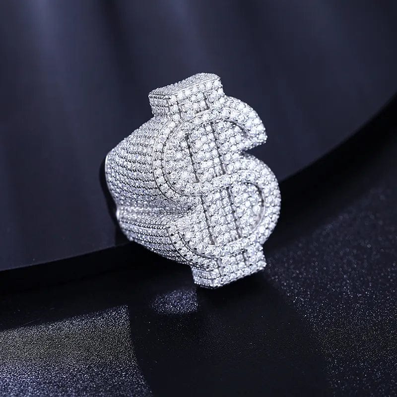 VVS Jewelry hip hop jewelry Fully Iced VVS Moissanite Dollar $ Ring