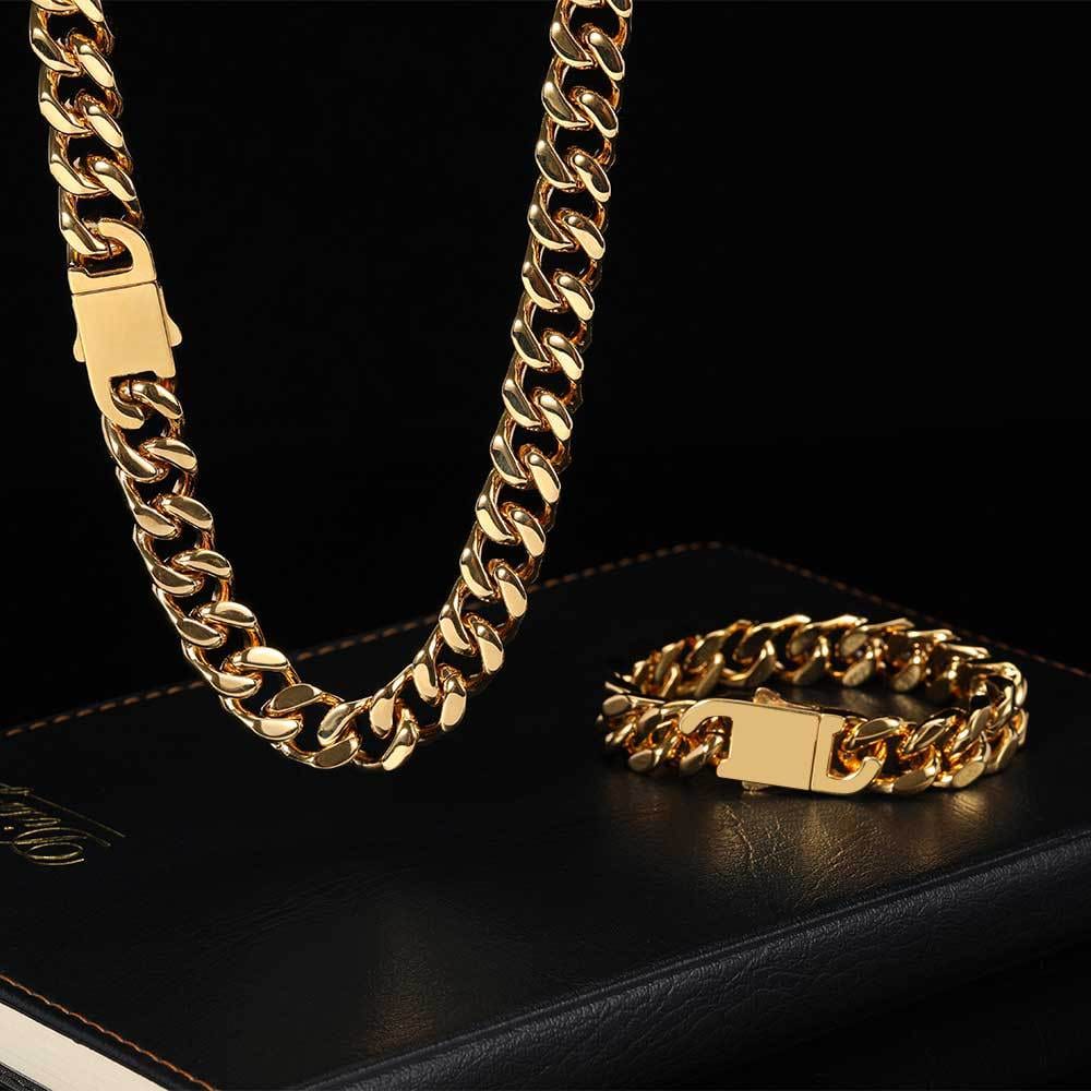 VVS Jewelry hip hop jewelry Gold / 3mm rope chain / 24inch 12mm 316L Stainless Steel Hollow Cuban Chain + Free Cuban Bracelet