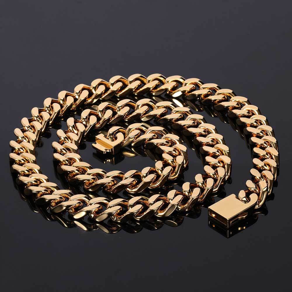 VVS Jewelry hip hop jewelry Gold / 3mm rope chain / 24inch 12mm 316L Stainless Steel Hollow Cuban Chain + Free Cuban Bracelet