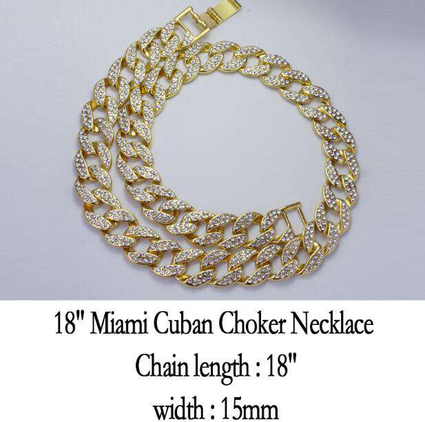 VVS Jewelry hip hop jewelry Gold Cuban + Tennis + Cuban Link Choker Set