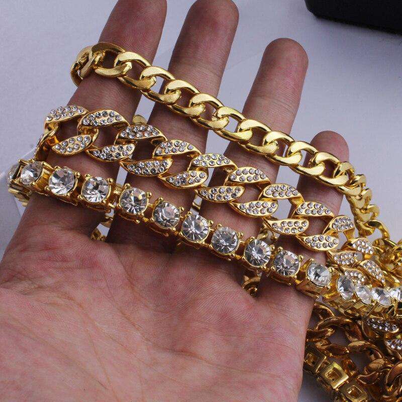 VVS Jewelry hip hop jewelry Gold Cuban + Tennis + Cuban Link Choker Set