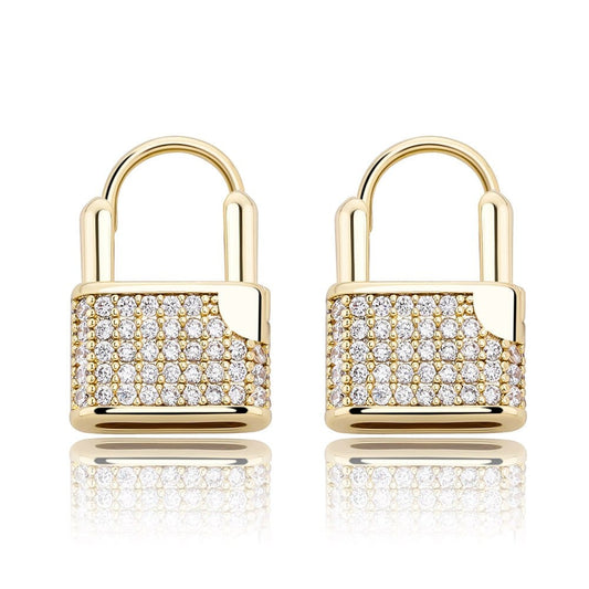 VVS Jewelry hip hop jewelry Gold Premium Icey Lock Earrings