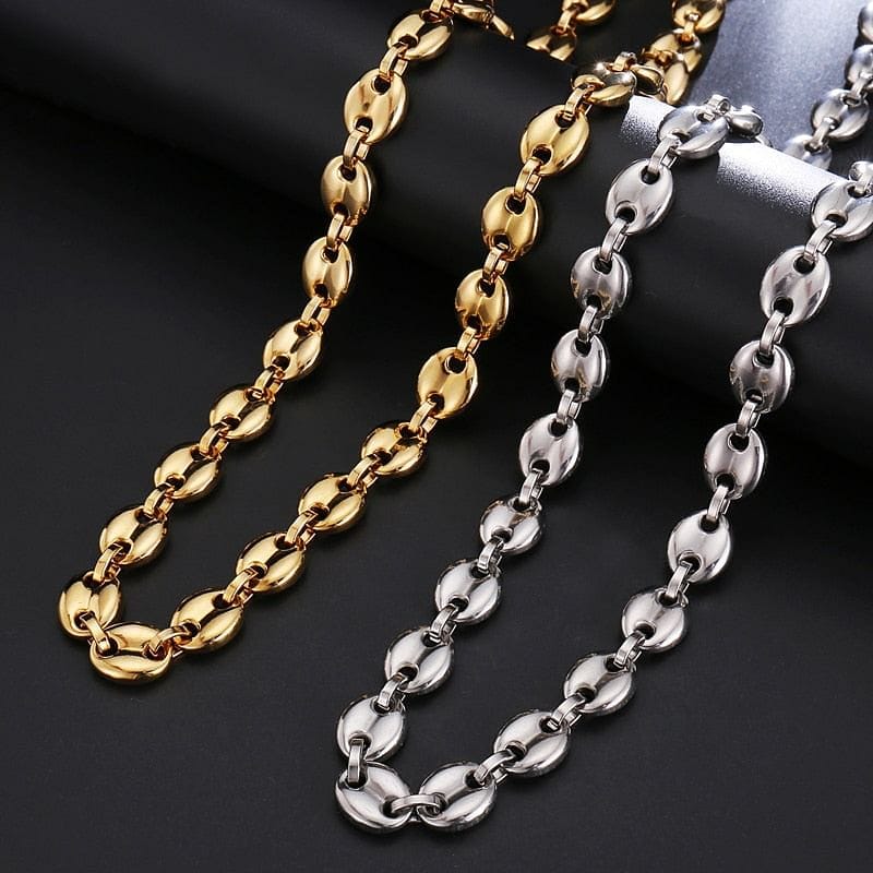 VVS Jewelry hip hop jewelry Gold/Silver Coffee Bean link chain + FREE Bracelet Bundle