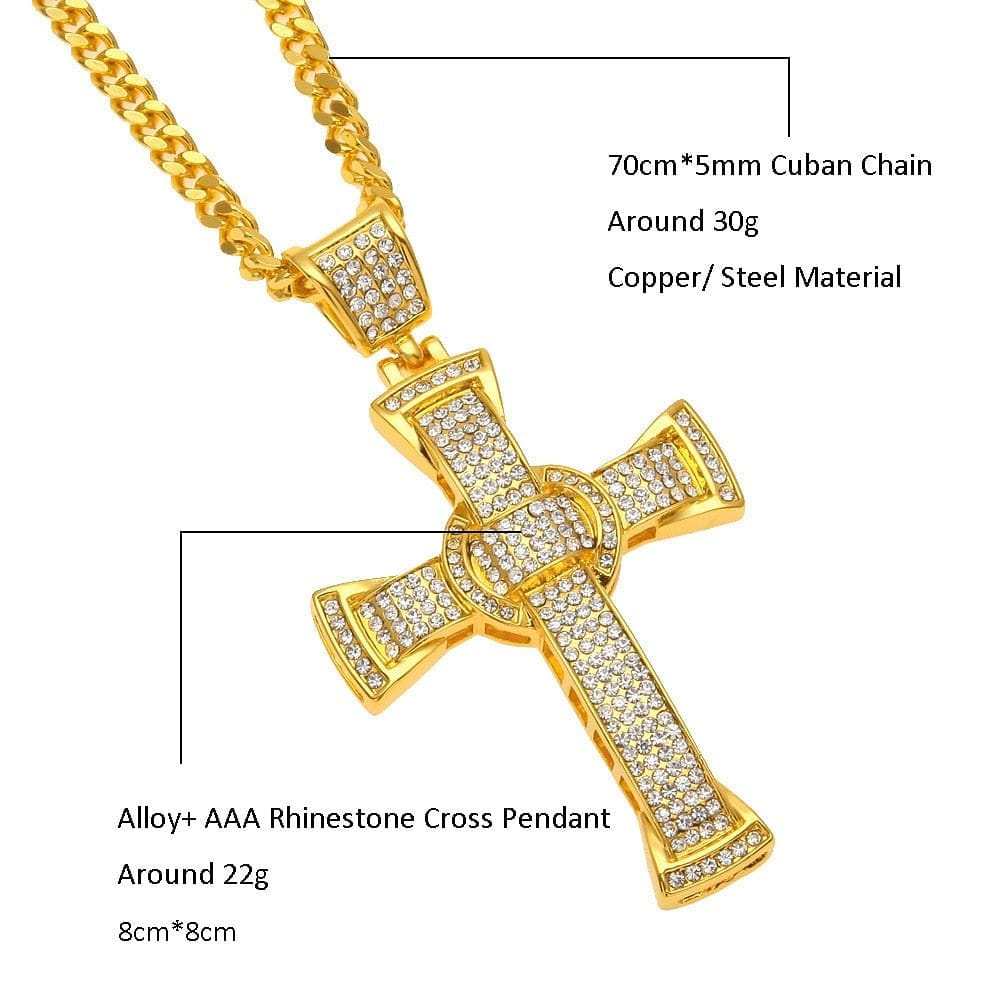 VVS Jewelry hip hop jewelry Gold/Silver Crucifix Necklace + Bracelet + OG Bust Down Watch Set