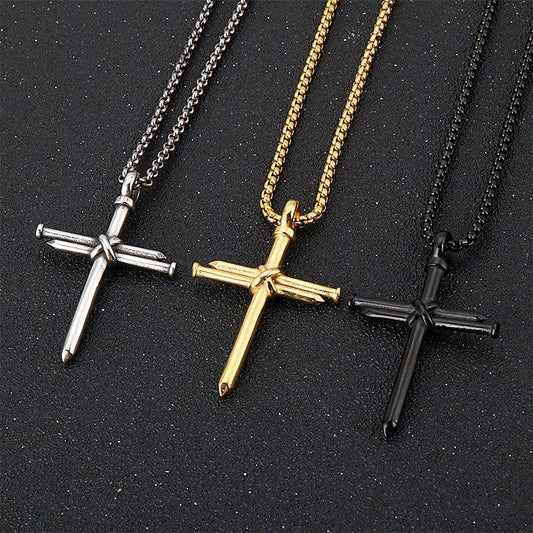 VVS Jewelry hip hop jewelry Gold With Chain VVS Jewerly Nail Cross Pendant Chain