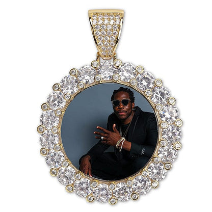 VVS Jewelry hip hop jewelry Iced Engraved Custom Circle Photo Pendant