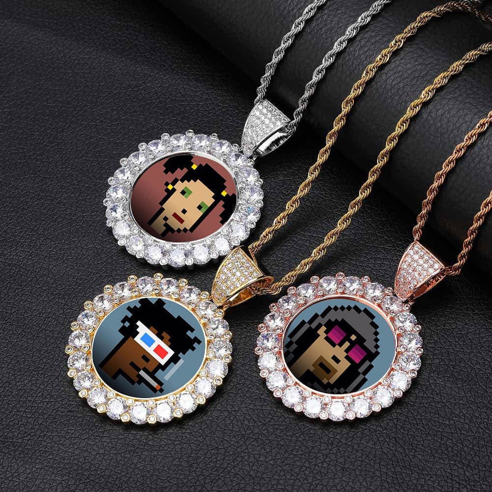 VVS Jewelry hip hop jewelry Iced Engraved Custom Circle Photo Pendant