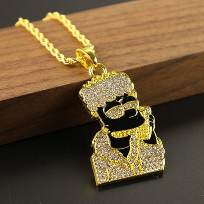 VVS Jewelry hip hop jewelry Iced Out Bart Simpson Inspired Gold Necklace