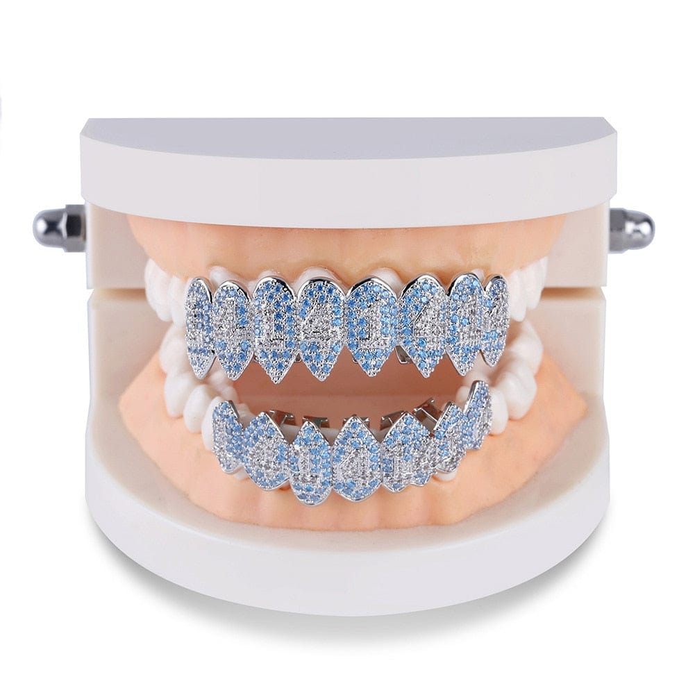 VVS Jewelry hip hop jewelry Iced Out Bling Light Blue Vampire Grillz