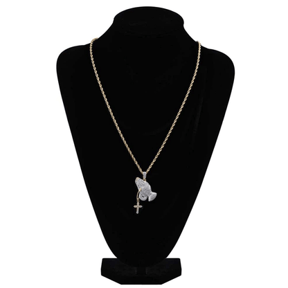 VVS Jewelry hip hop jewelry Iced Praying Hands Pendant Chain