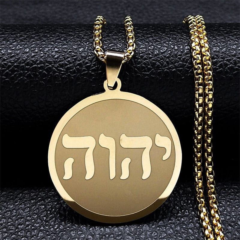 VVS Jewelry hip hop jewelry Islamic Gold Tetragrammaton Engraved Pendant Necklace