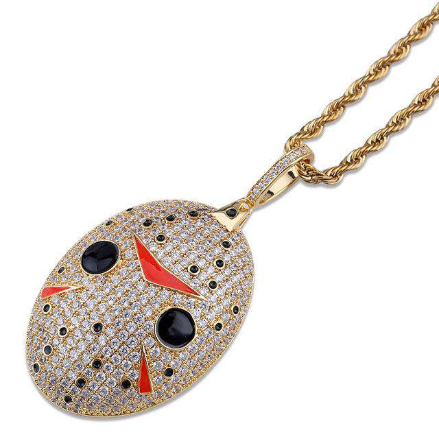 VVS Jewelry hip hop jewelry Jason Mask Bling Oval Pendant Necklace