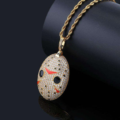 VVS Jewelry hip hop jewelry Jason Mask Bling Oval Pendant Necklace