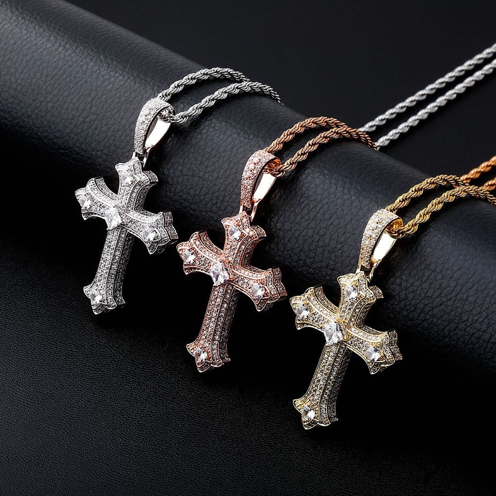 VVS Jewelry hip hop jewelry Large Diamond Gothic Cross Pendant