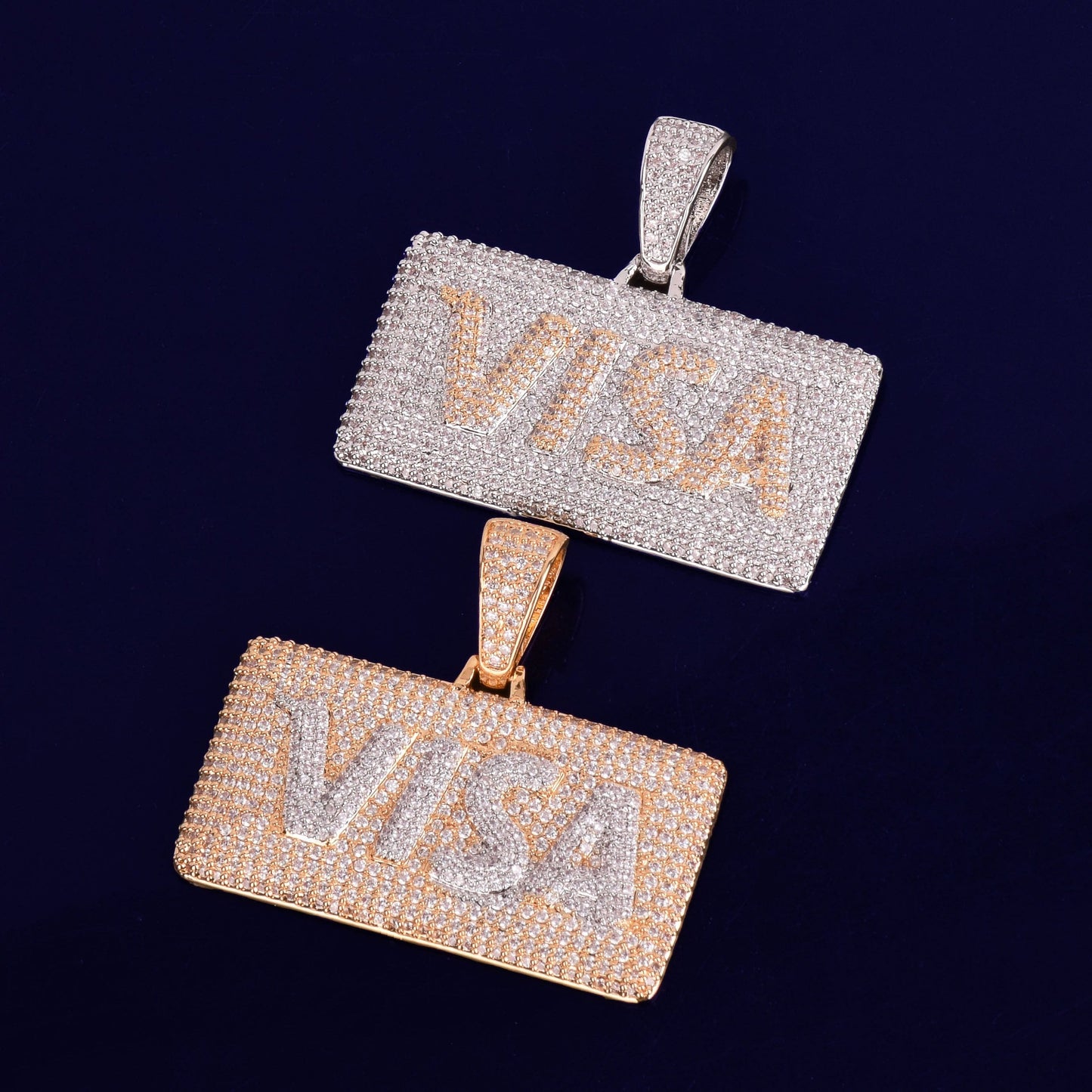 VVS Jewelry hip hop jewelry Micropave VISA Card Tag Chain