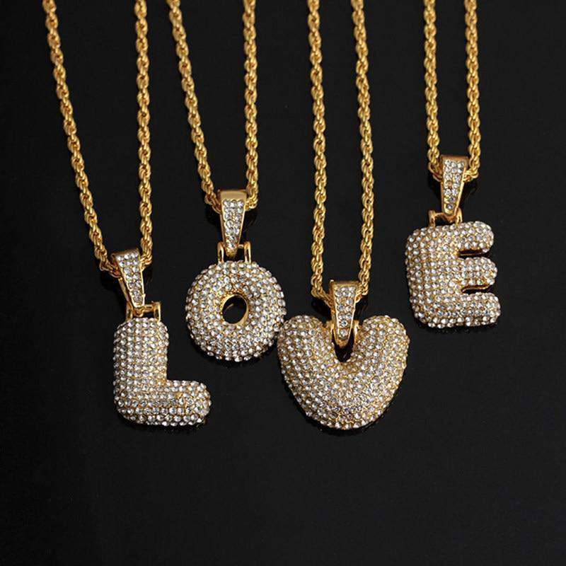 VVS Jewelry hip hop jewelry necklaces Custom Bubble Letter Necklace