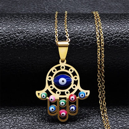 VVS Jewelry hip hop jewelry necklaces H - Gold Greek Eye Necklace